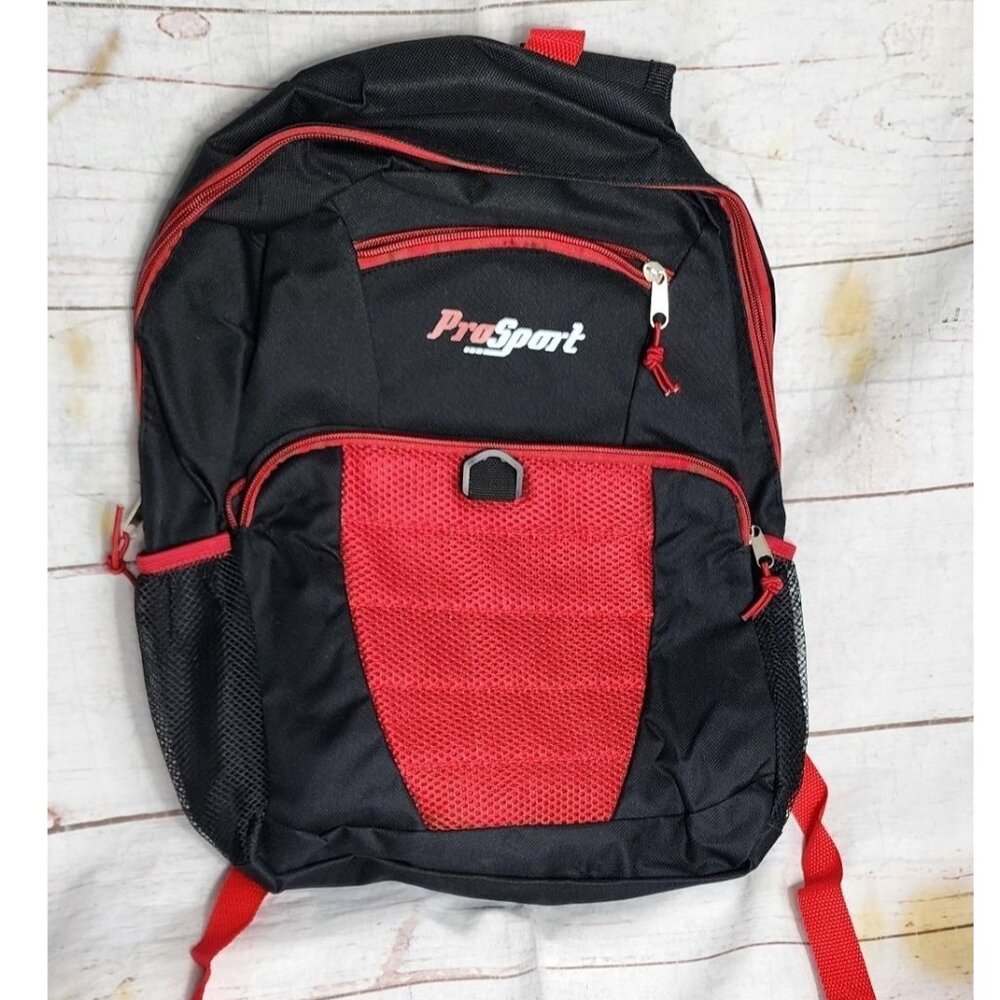 Pro Sport Black/Red Backpack – Top Grip Handle, Padded Straps, Front Zipper